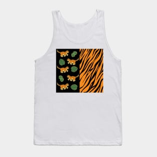 Tiger Stripes And Prowling Tiger Half And Half Tank Top